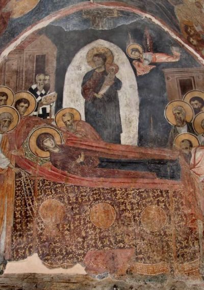 Успение Богородично. Стенопис от Боянската църква, 1259 г.